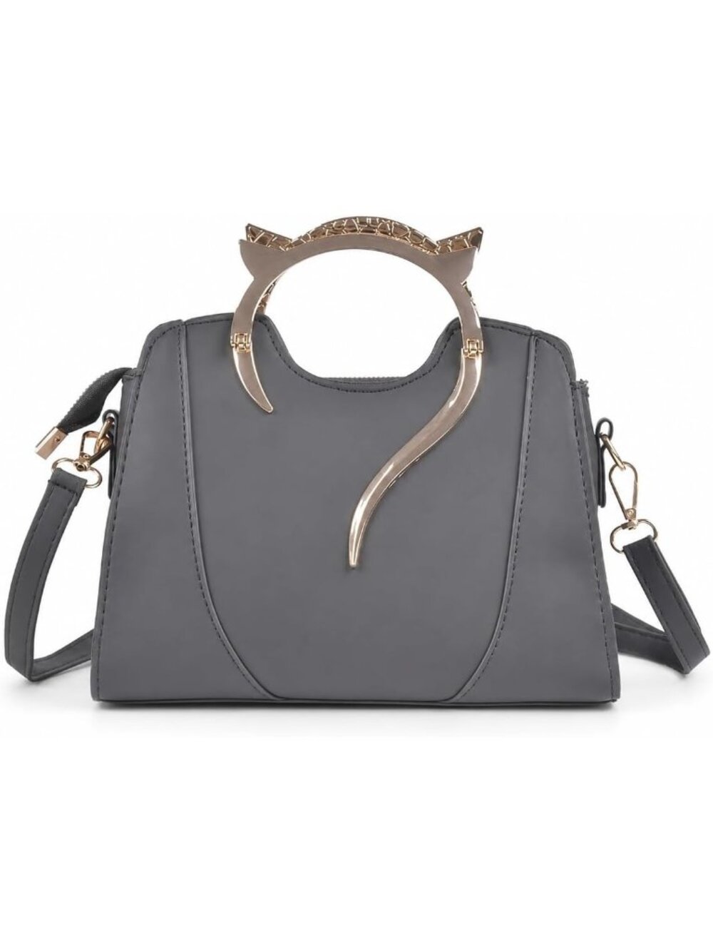 🎃Goth Cat Black Top Handle Shoulder Bag Leather Gothic Handbag Crossbody Bag